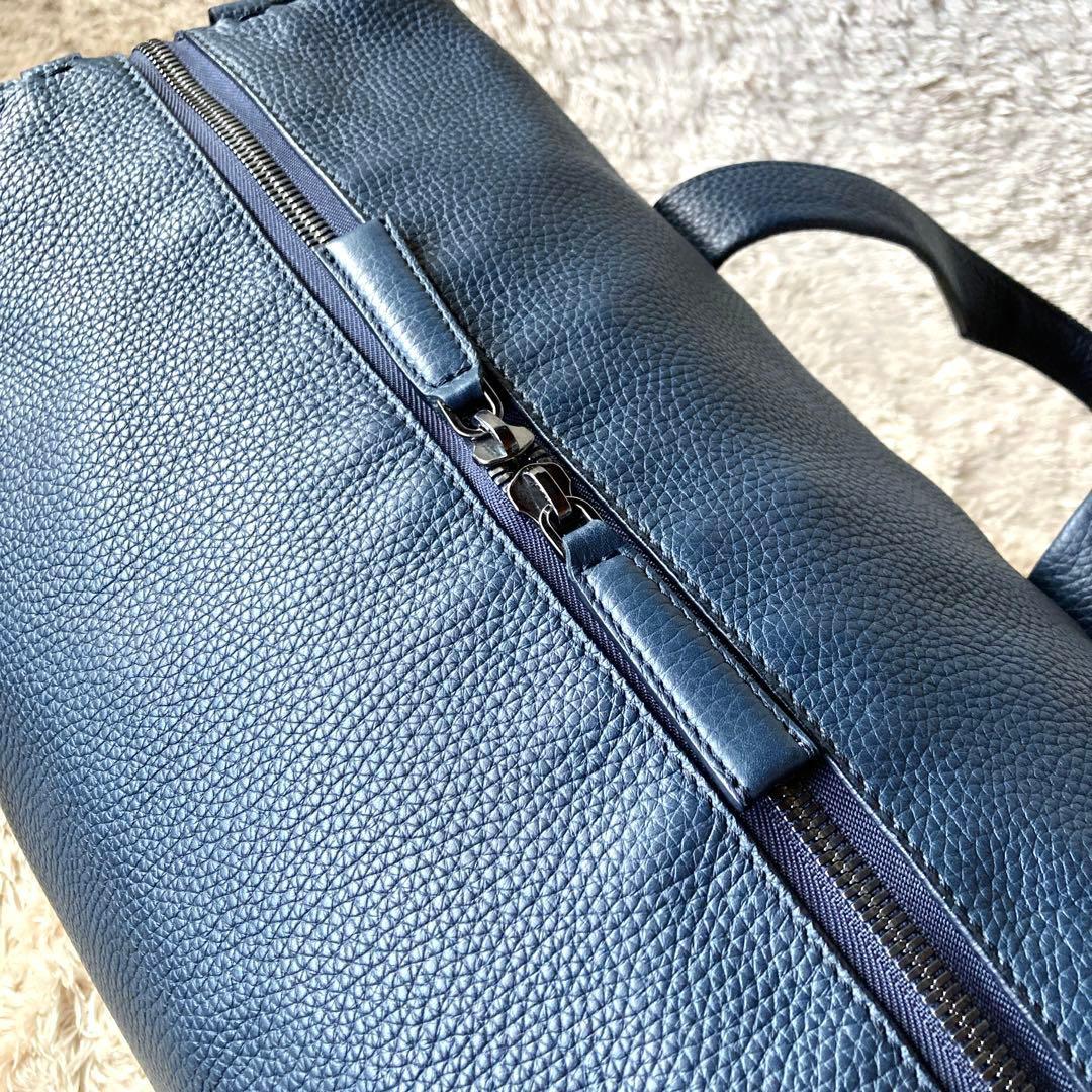 【専用ページ】美品エルメネジルドゼニア2wayボストンバッグシボ革ネイビー大容量