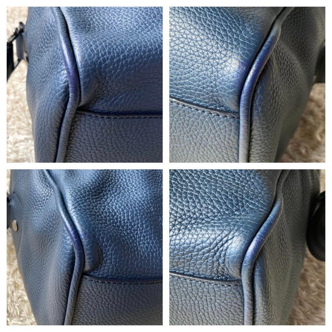 【専用ページ】美品エルメネジルドゼニア2wayボストンバッグシボ革ネイビー大容量