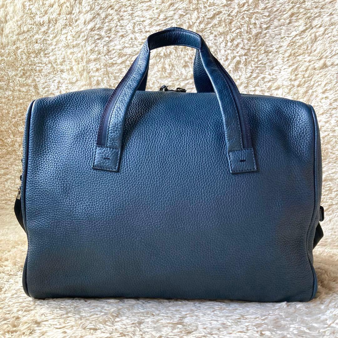 【専用ページ】美品エルメネジルドゼニア2wayボストンバッグシボ革ネイビー大容量