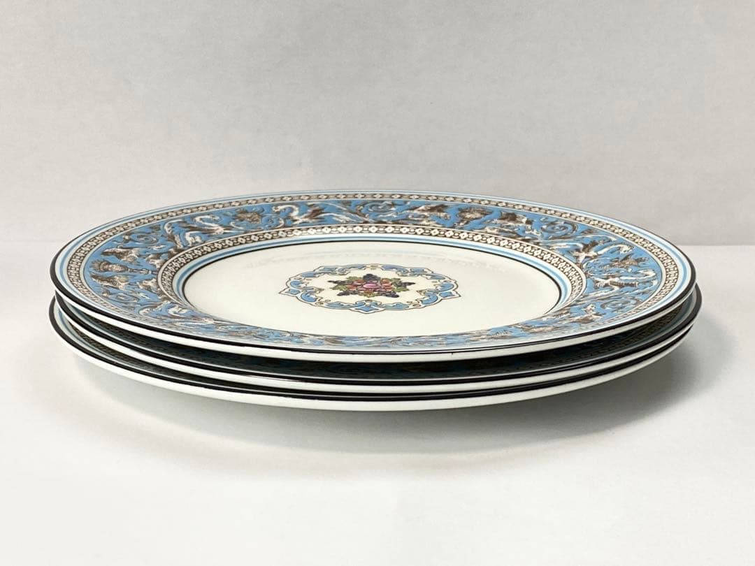  フロレンティーン ターコイズ 黒壺 プレート3枚 C−2388