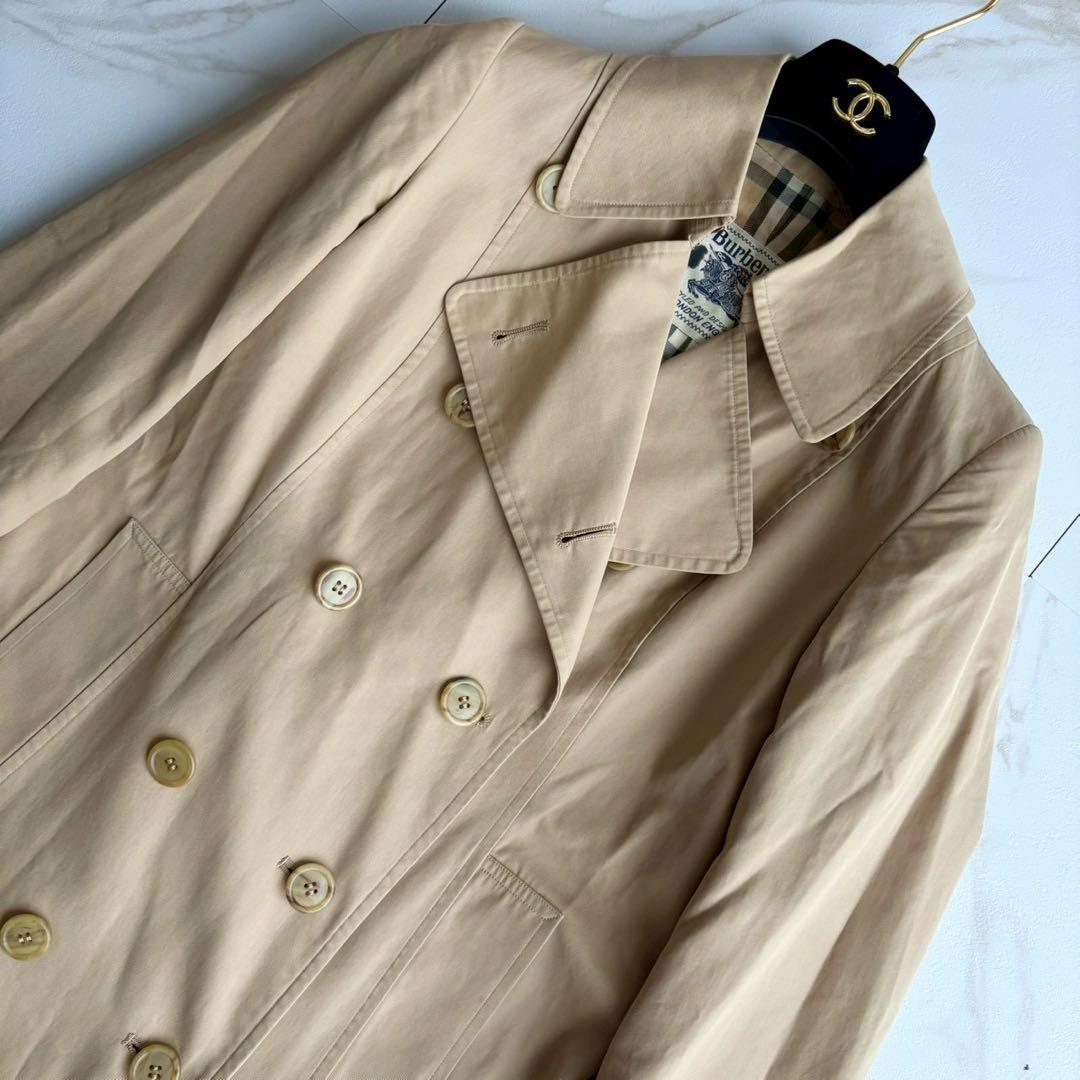 人気◆着丈104 バーバリー トレンチコート ノバチェック ロング ダブル