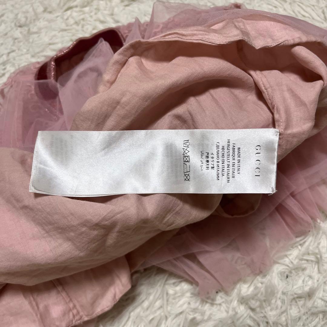希少 現行 GUCCI 4 100cm GG柄 ロゴ ピンク チュールスカート