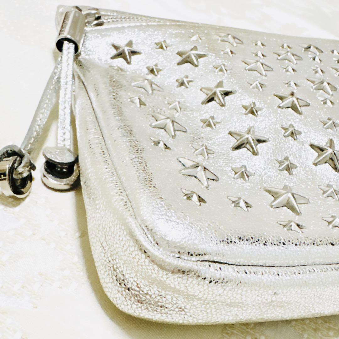 新品級 ジミーチュウ ラムレザー ZENA スタースタッズ シルバー ゼナ