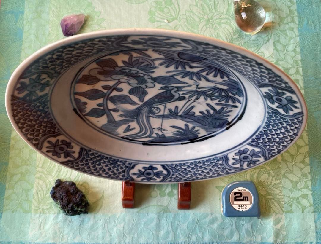 呉須染付　花鳥文様　古染付　中皿