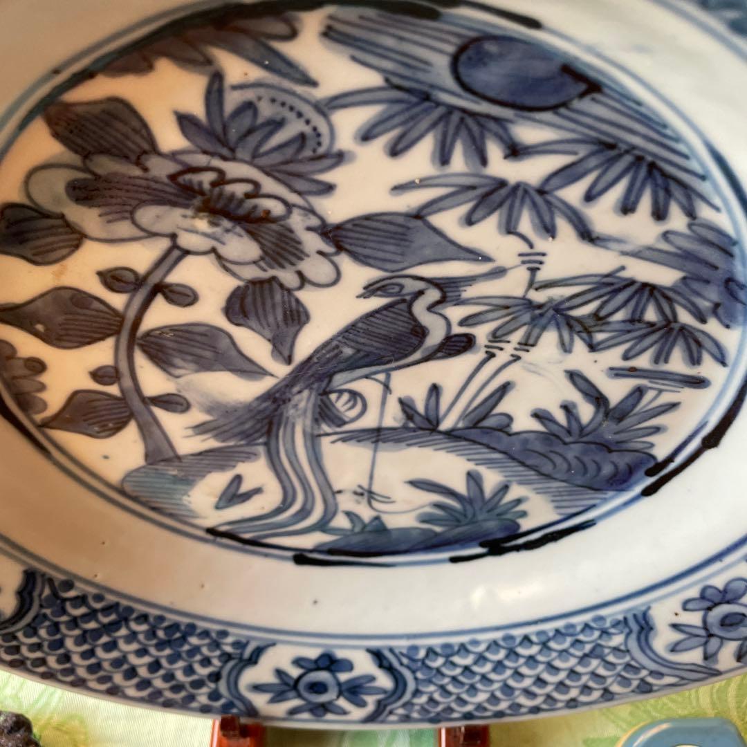 呉須染付　花鳥文様　古染付　中皿