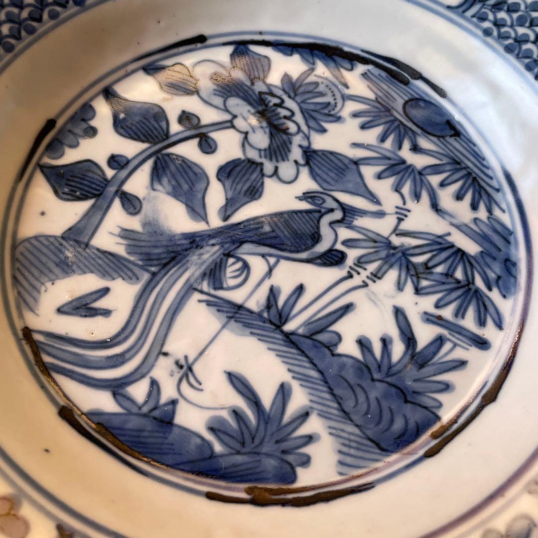 呉須染付　花鳥文様　古染付　中皿