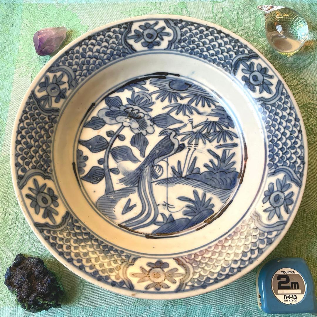 呉須染付　花鳥文様　古染付　中皿