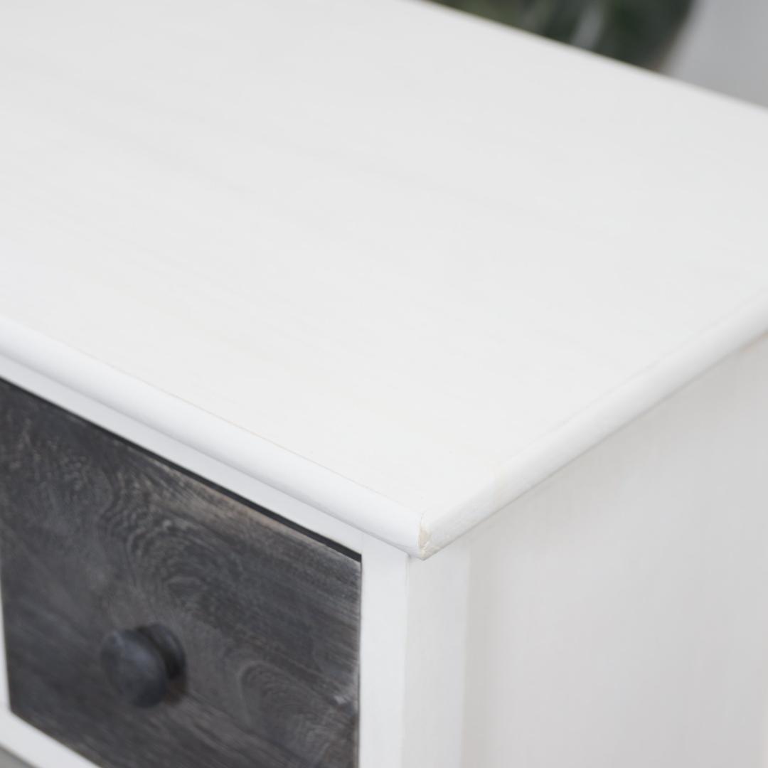 フォロー割【新品】木製スモーキーカラー　チェスト　アンティークホワイト