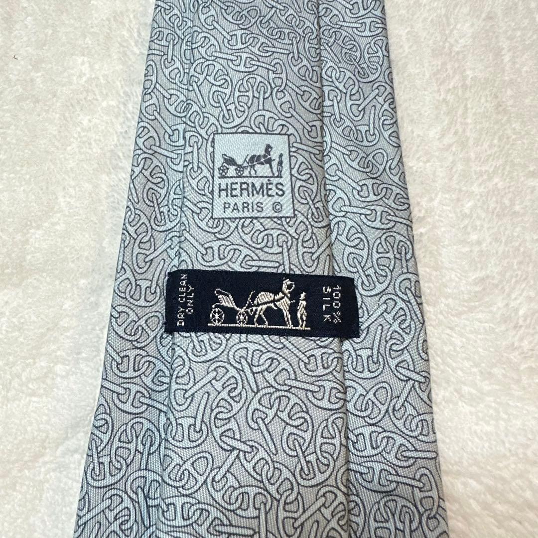 【レア】HERMES（エルメス） シルク100%ネクタイ シェーヌダンクル総柄
