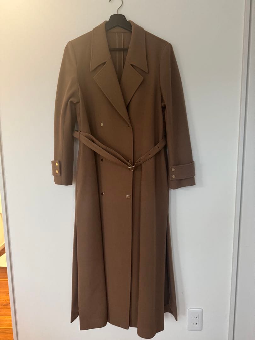 ameri vintage BELT FLARE LONG COAT キャメル