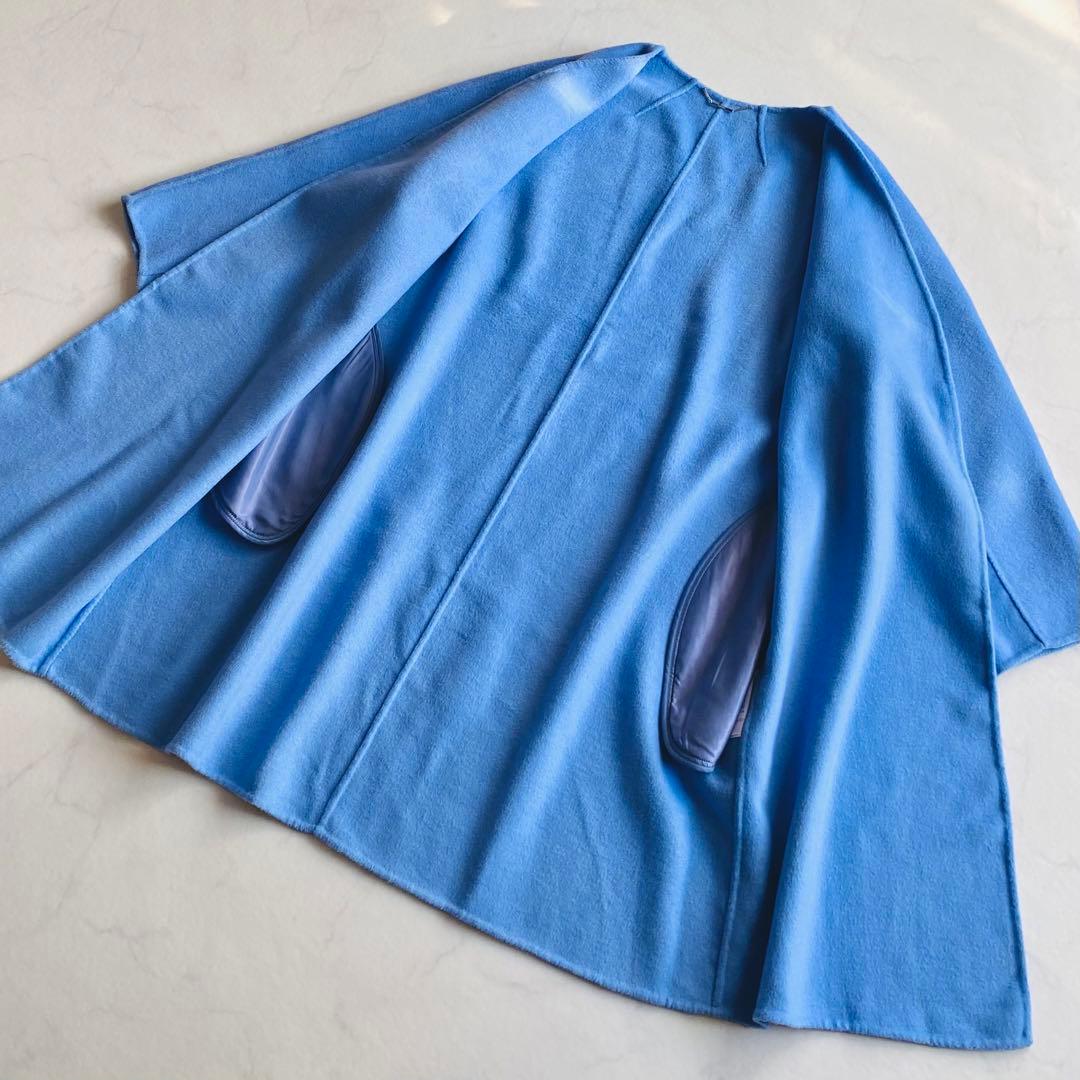 CELFORD ノーカラー リバーコート ベルト付き ブルー 24AW