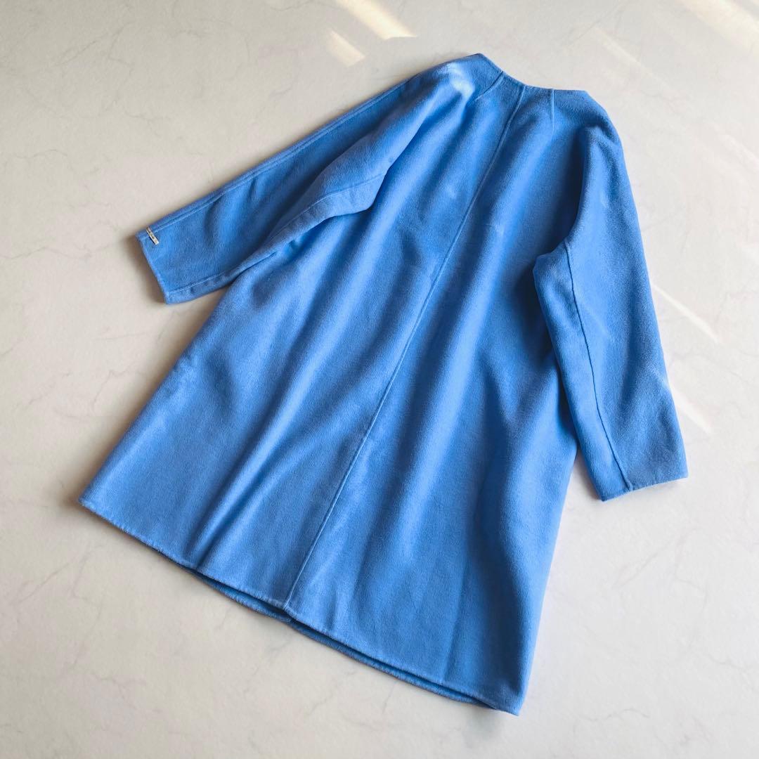 CELFORD ノーカラー リバーコート ベルト付き ブルー 24AW