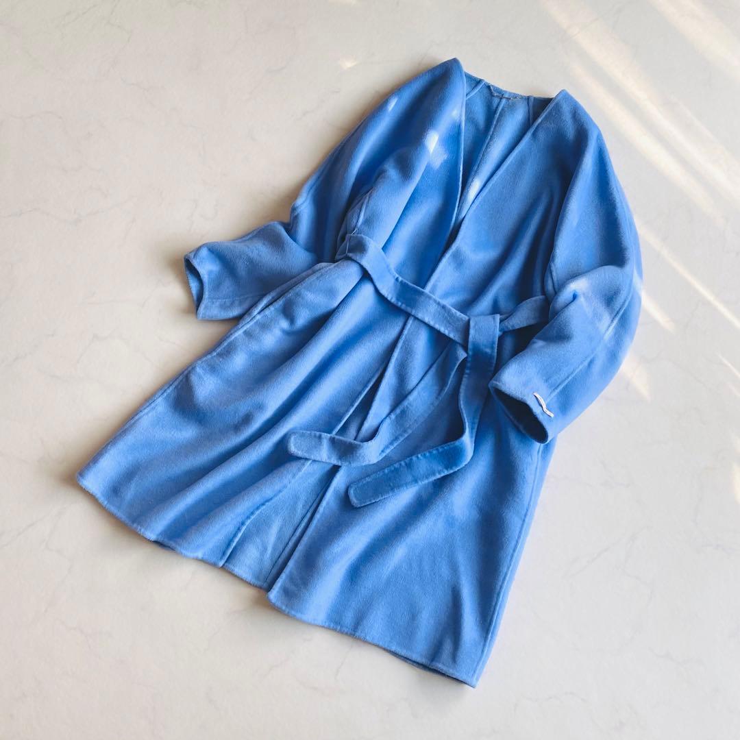 CELFORD ノーカラー リバーコート ベルト付き ブルー 24AW