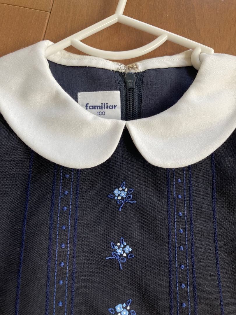 お値下げ♡familiar♡現行品ワンピース♡100♡ネイビー♡