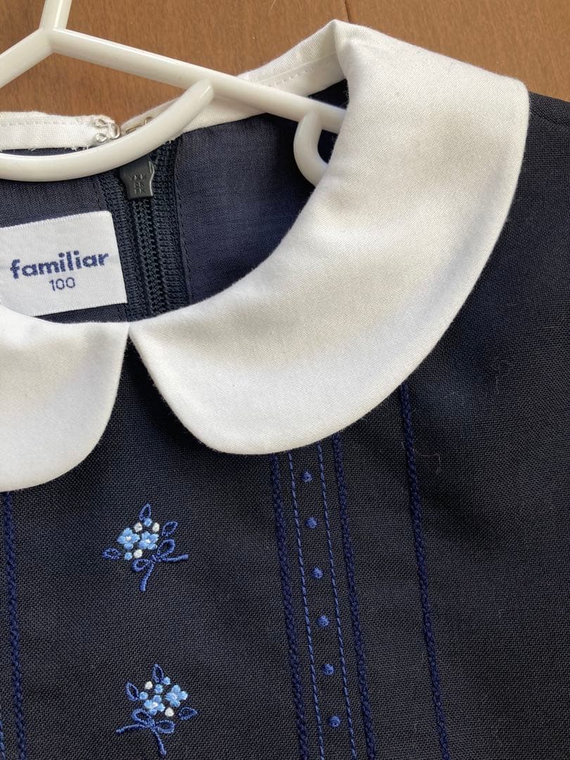 お値下げ♡familiar♡現行品ワンピース♡100♡ネイビー♡