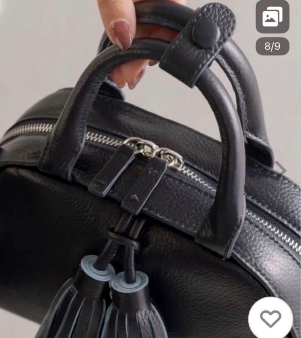 ear PAPILLONNERビッグタッセルボスト ン2wayバッグ ネイビー