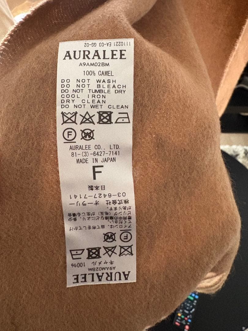 AURALEE ベージュ マフラー 100%キャメル F