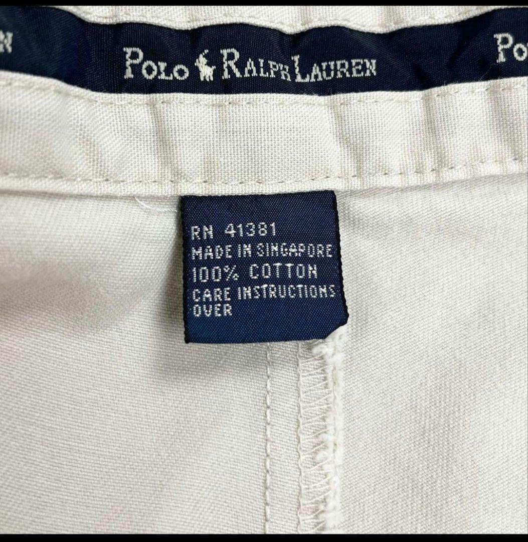 W34L32 90sポロバイラルフローレン ツータックチノパン オフ白 ポロチノ