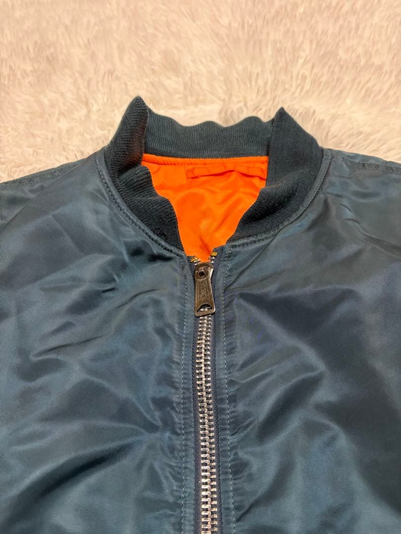 アルファ　MA-1 フライトジャケット　中綿　リバーシブル　中綿　ブルー　S