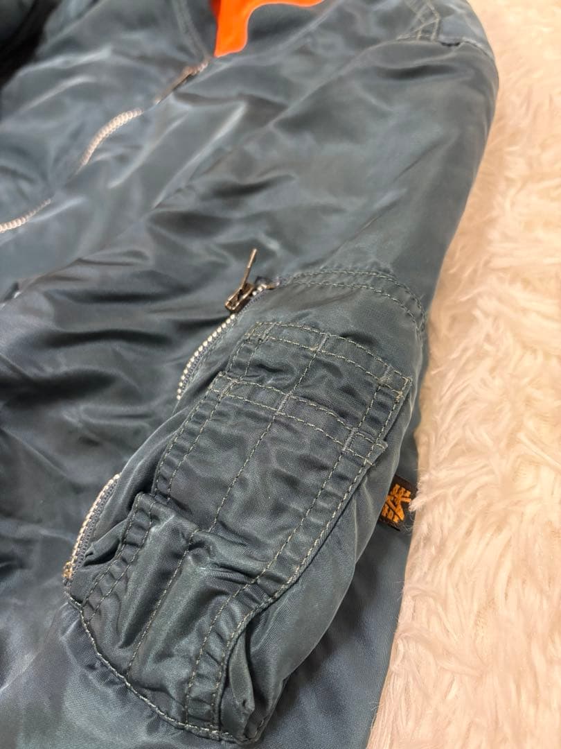 アルファ　MA-1 フライトジャケット　中綿　リバーシブル　中綿　ブルー　S