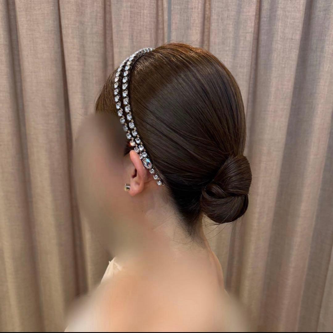 ２連クリスタルカチューシャ&ピアスセット