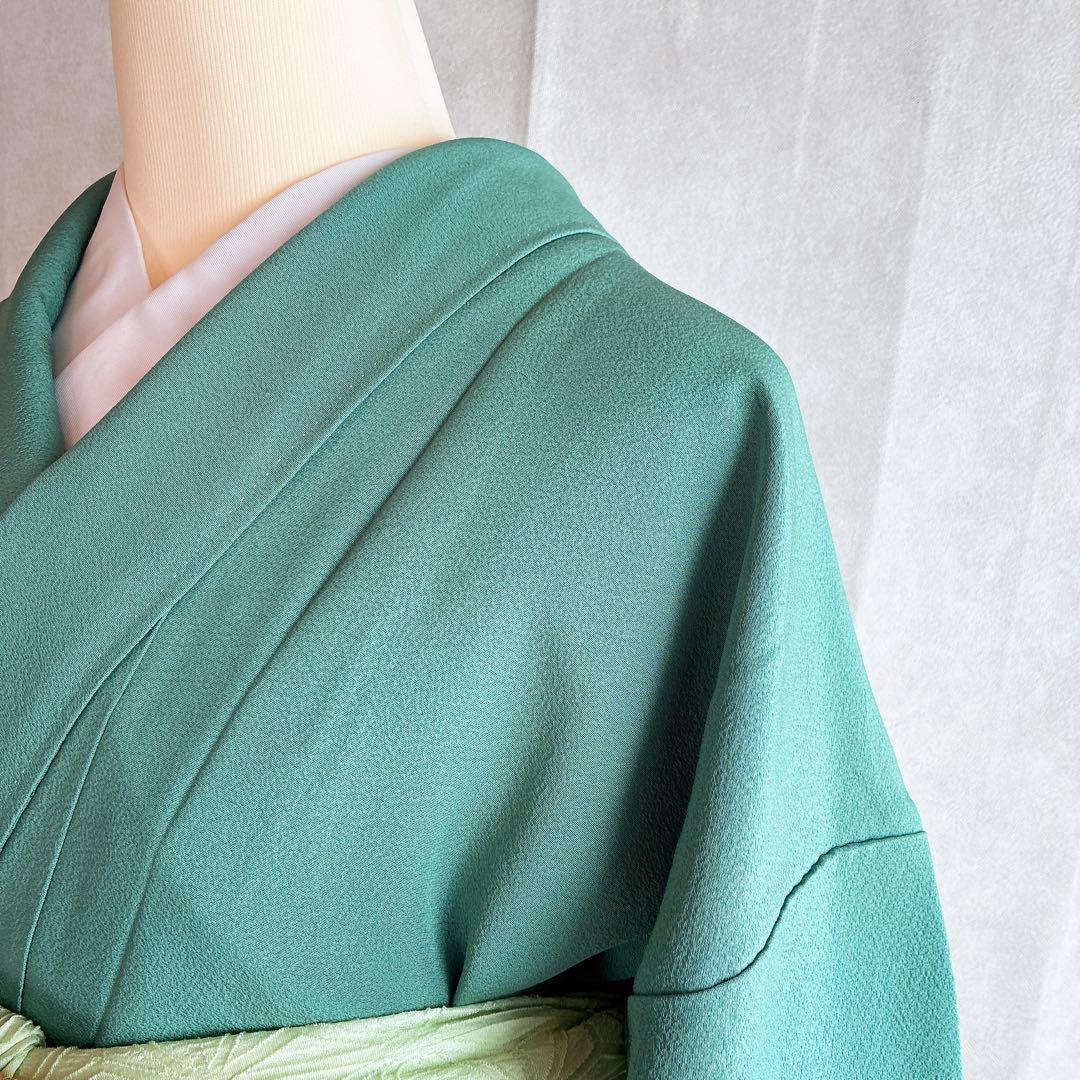 色無地　フルセット　着物　正絹　上品　一つ紋　しつけ糸付き　G10