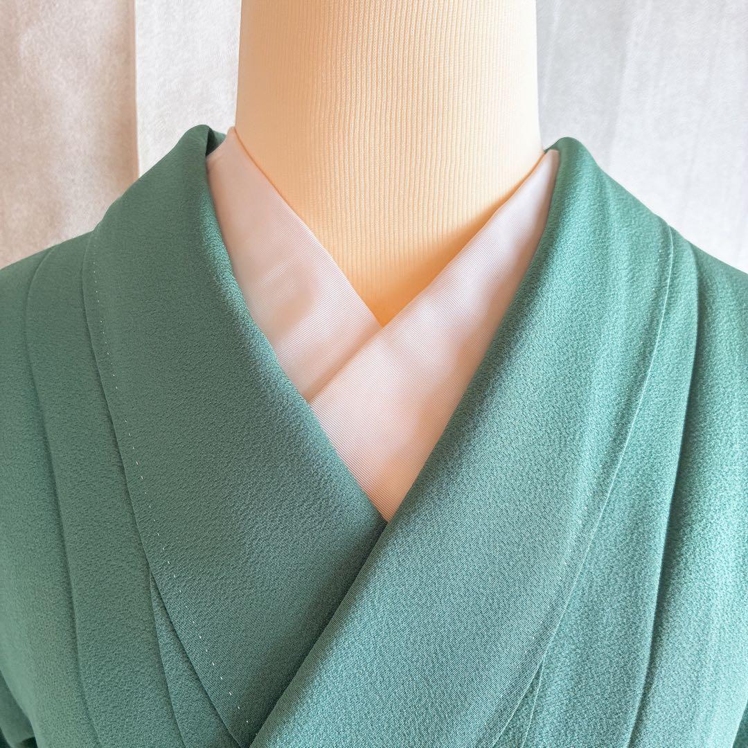 色無地　フルセット　着物　正絹　上品　一つ紋　しつけ糸付き　G10