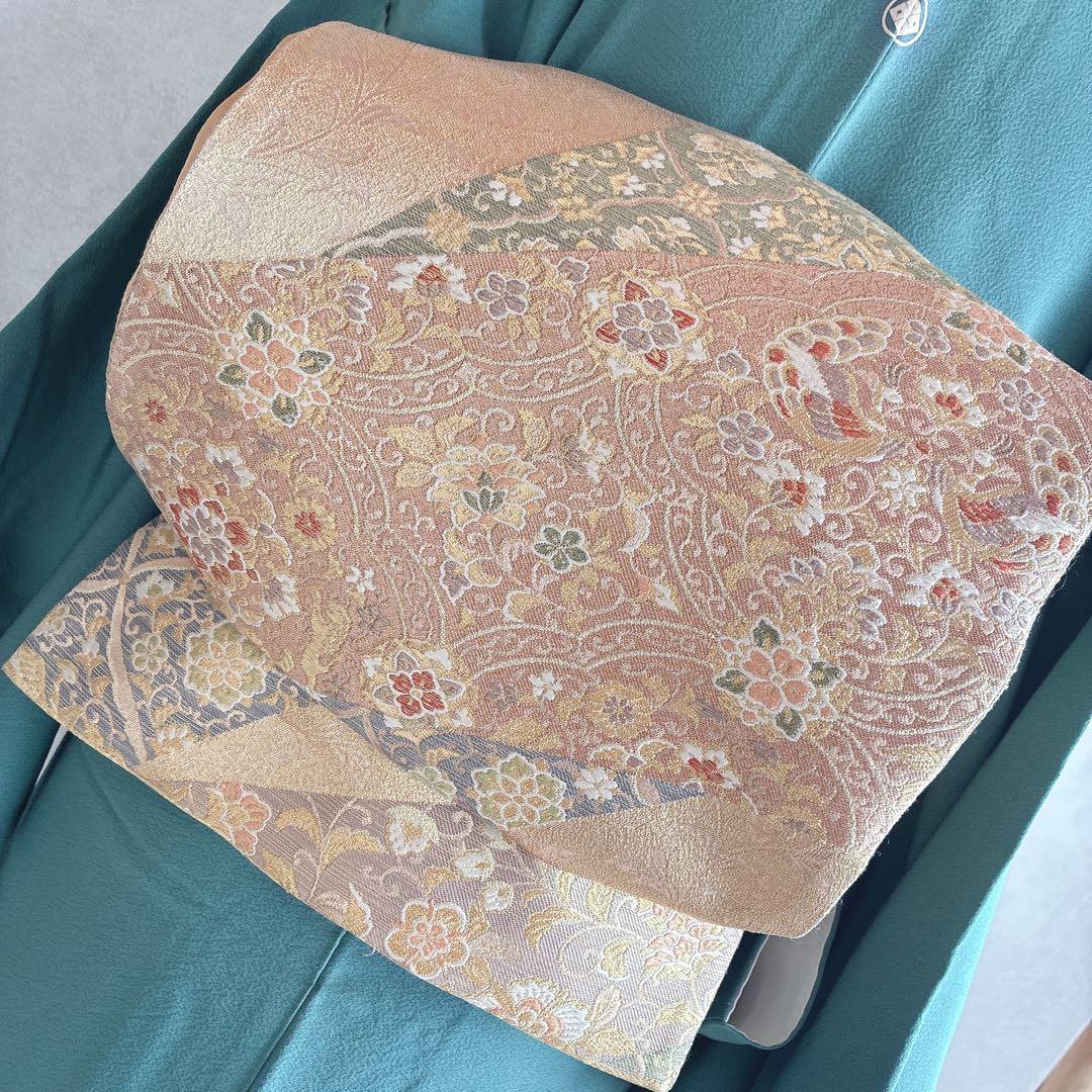 色無地　フルセット　着物　正絹　上品　一つ紋　しつけ糸付き　G10