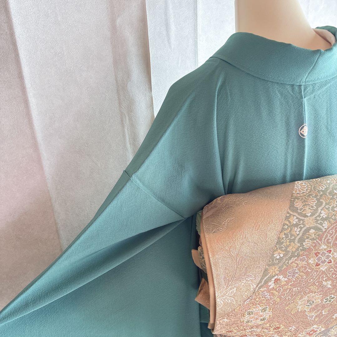 色無地　フルセット　着物　正絹　上品　一つ紋　しつけ糸付き　G10