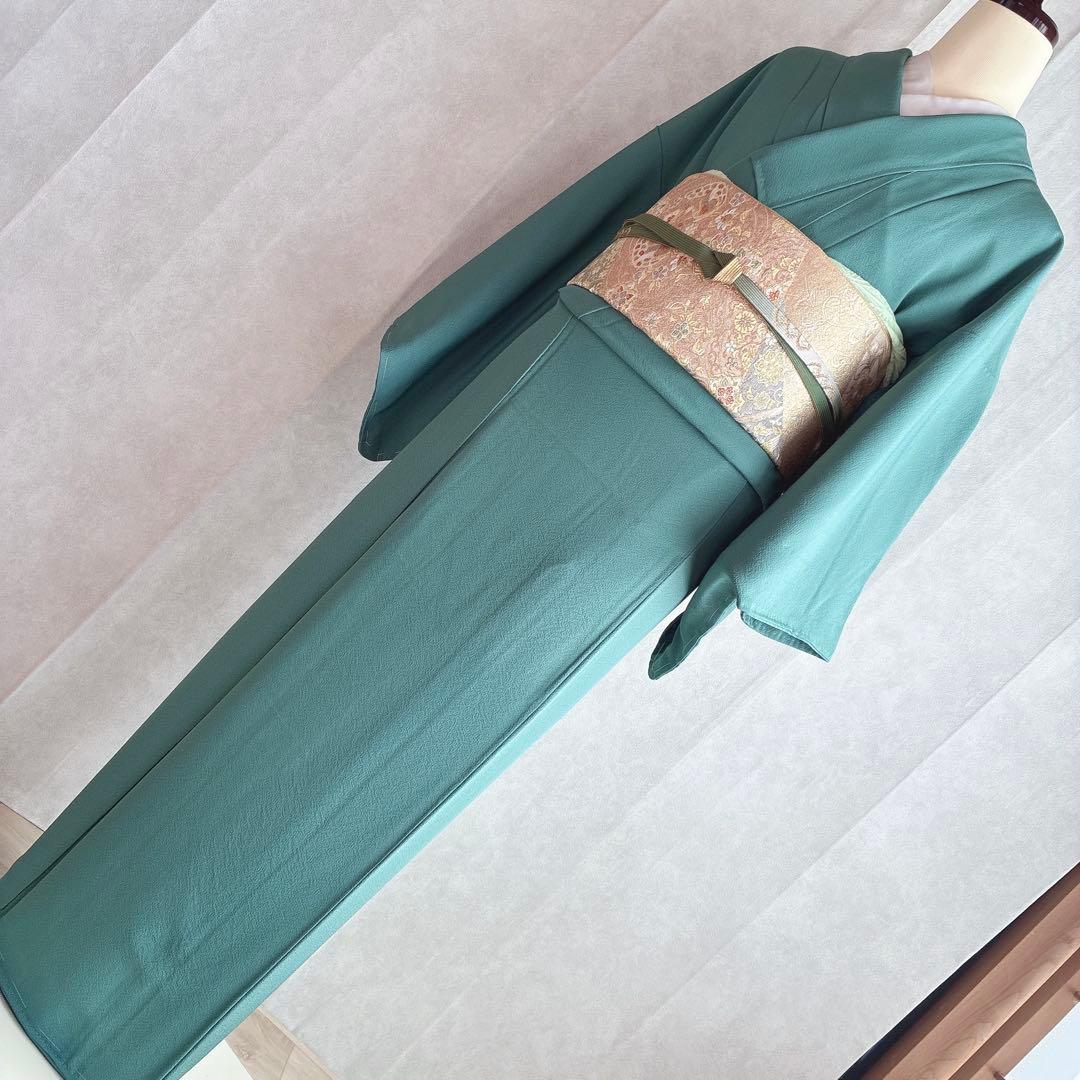 色無地　フルセット　着物　正絹　上品　一つ紋　しつけ糸付き　G10