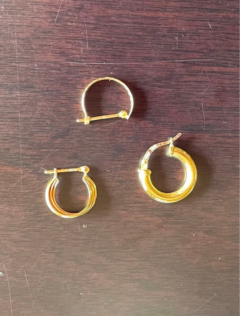 金のフープピアス　3点