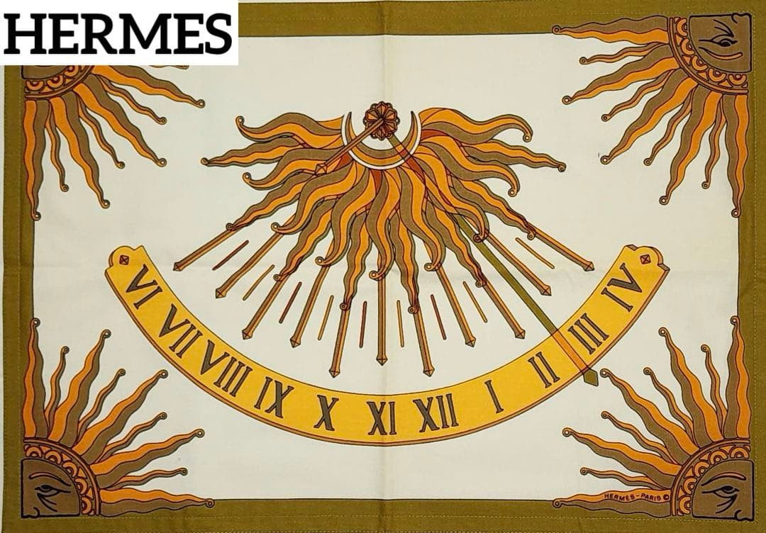 極美品★HERMES★ エルメス ランチョンマット 日時計 太陽 グリーン