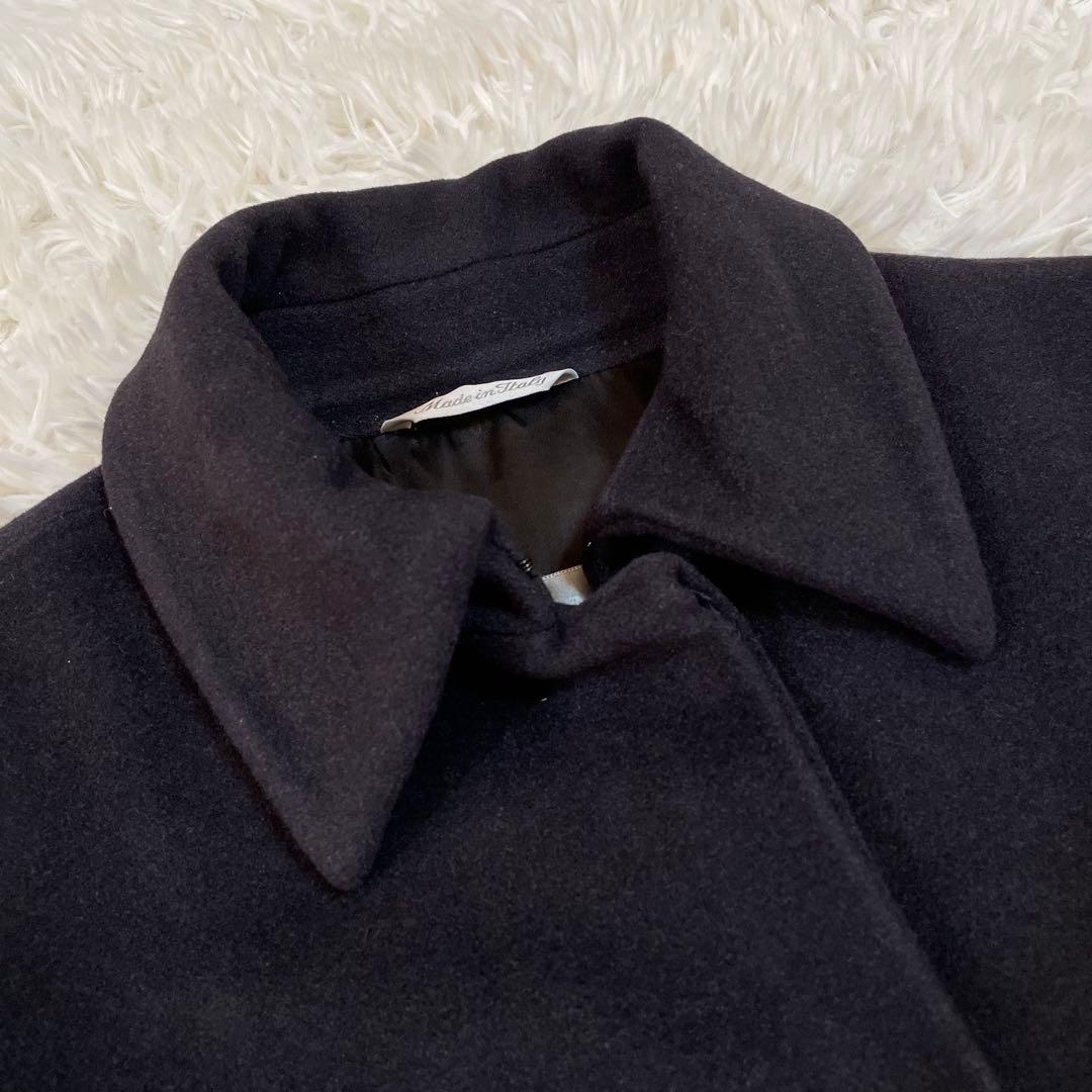 マックスマーラ ステンカラーコート　ロングコート　アンゴラ　シルク　ブラック38