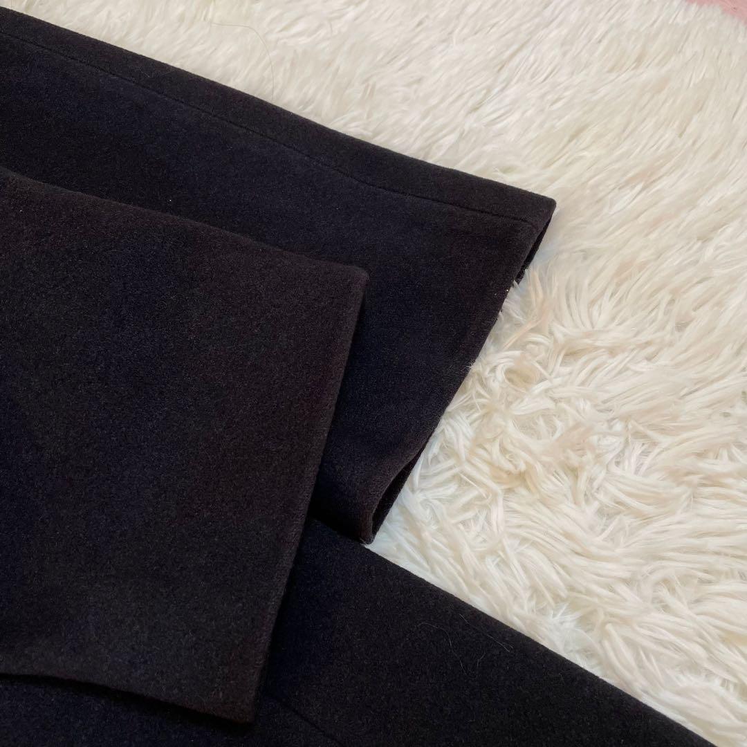 マックスマーラ ステンカラーコート　ロングコート　アンゴラ　シルク　ブラック38