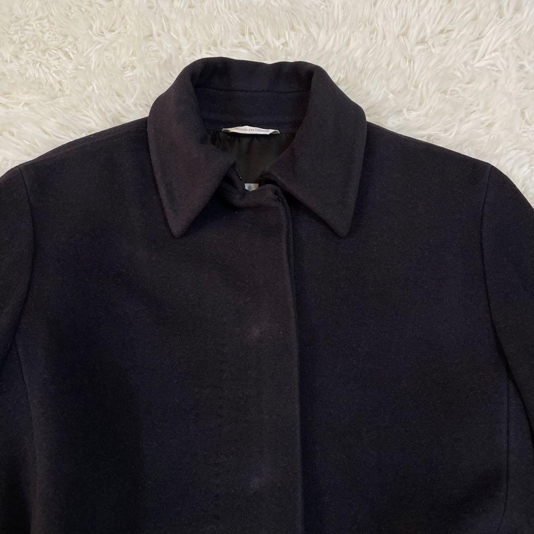 マックスマーラ ステンカラーコート　ロングコート　アンゴラ　シルク　ブラック38