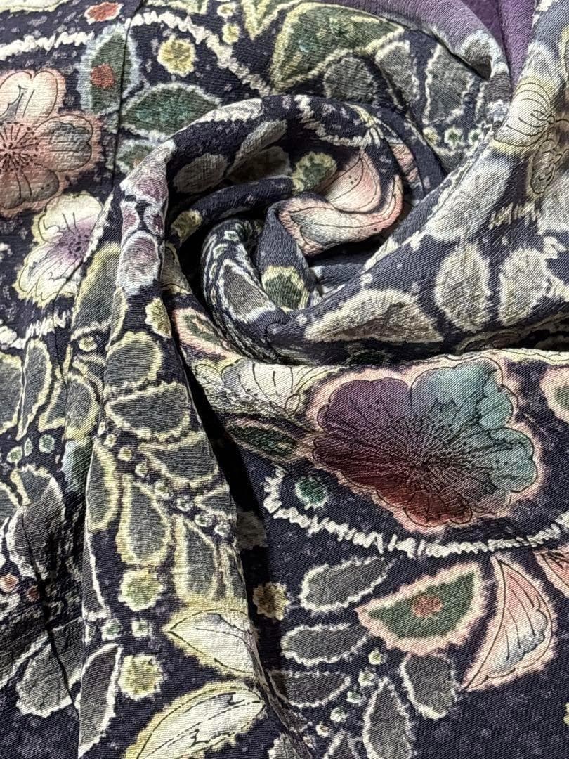 A49訪問着　辻ヶ花　作者物落款 辻がぼかし 紫 正絹 名品