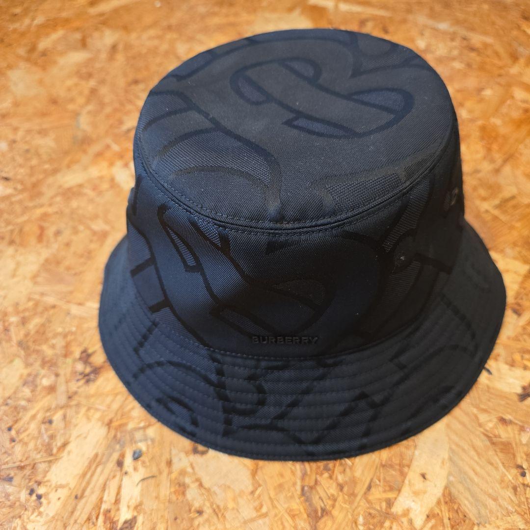 BURBERRY バケットハット TBモノグラム　ブラック Ｍサイズ