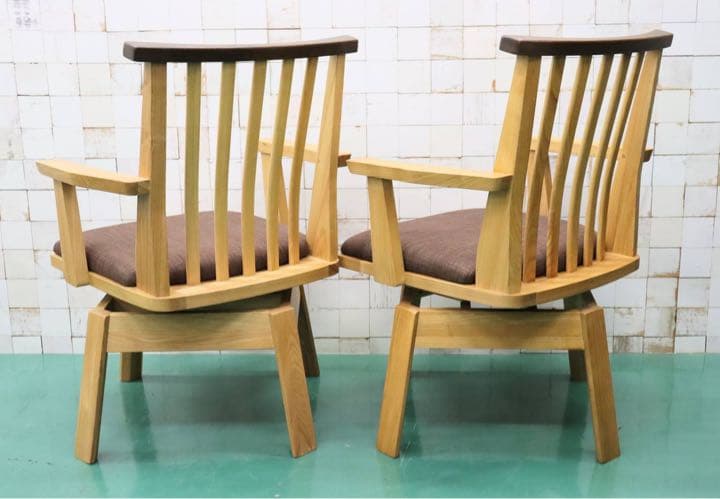 GMFT166○上久商店 藏 肘付イス ダイニングチェア アームチェア 回転椅子