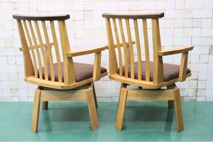 GMFT166○上久商店 藏 肘付イス ダイニングチェア アームチェア 回転椅子