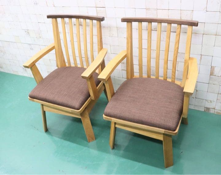 GMFT166○上久商店 藏 肘付イス ダイニングチェア アームチェア 回転椅子