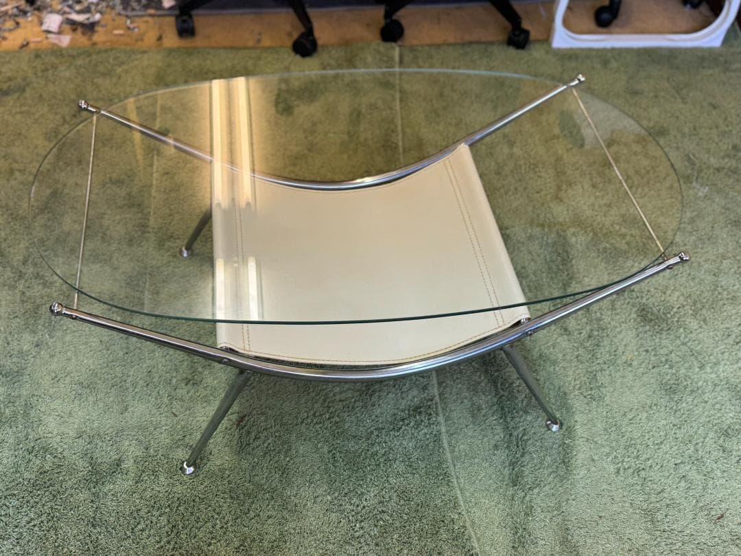 ローテーブル　センターテーブル　ガラス　ミッドセンチュリー　スペースエイジ