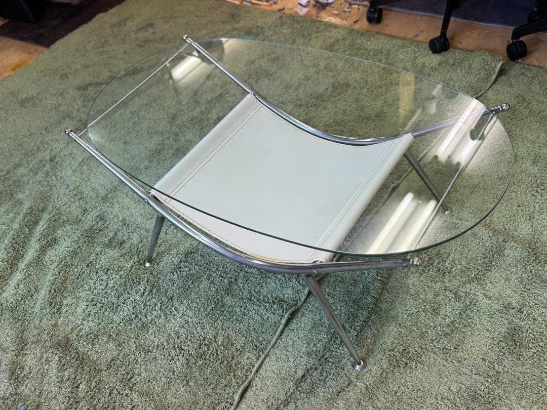 ローテーブル　センターテーブル　ガラス　ミッドセンチュリー　スペースエイジ
