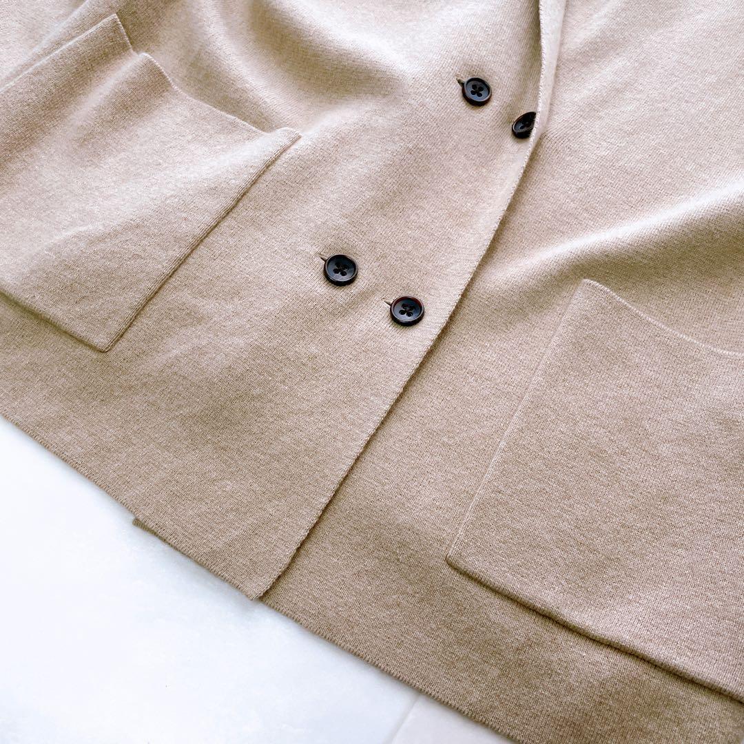 美品✨定価約3万 Plage ミラノリブニットジャケット カシミヤ混 ベージュ