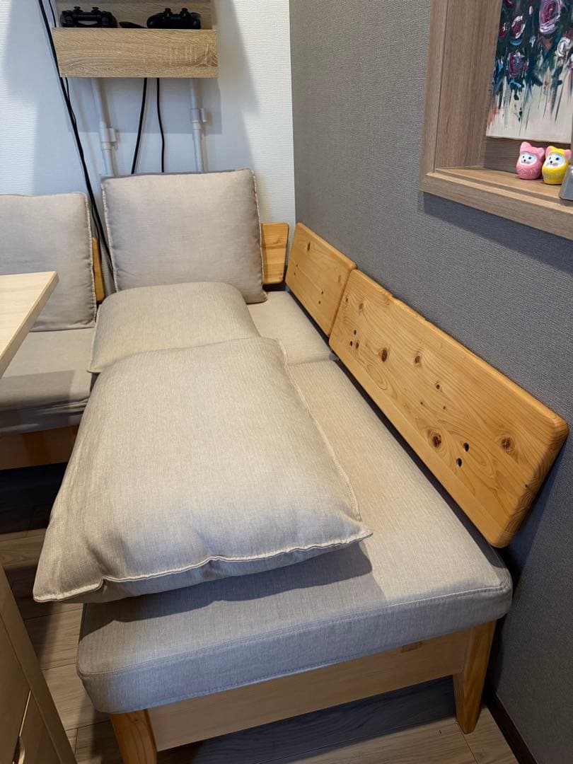 Tac-INTERIOR ヒノキ製 コーナーソファ3点セット(収納付き)