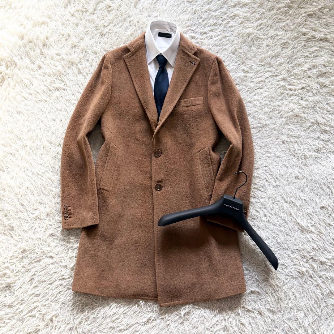 <美品>TAGLIATORE アルパカ ウール キャメル チェスターコート 48