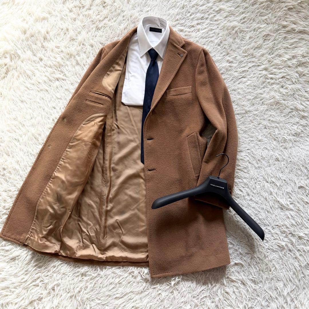<美品>TAGLIATORE アルパカ ウール キャメル チェスターコート 48