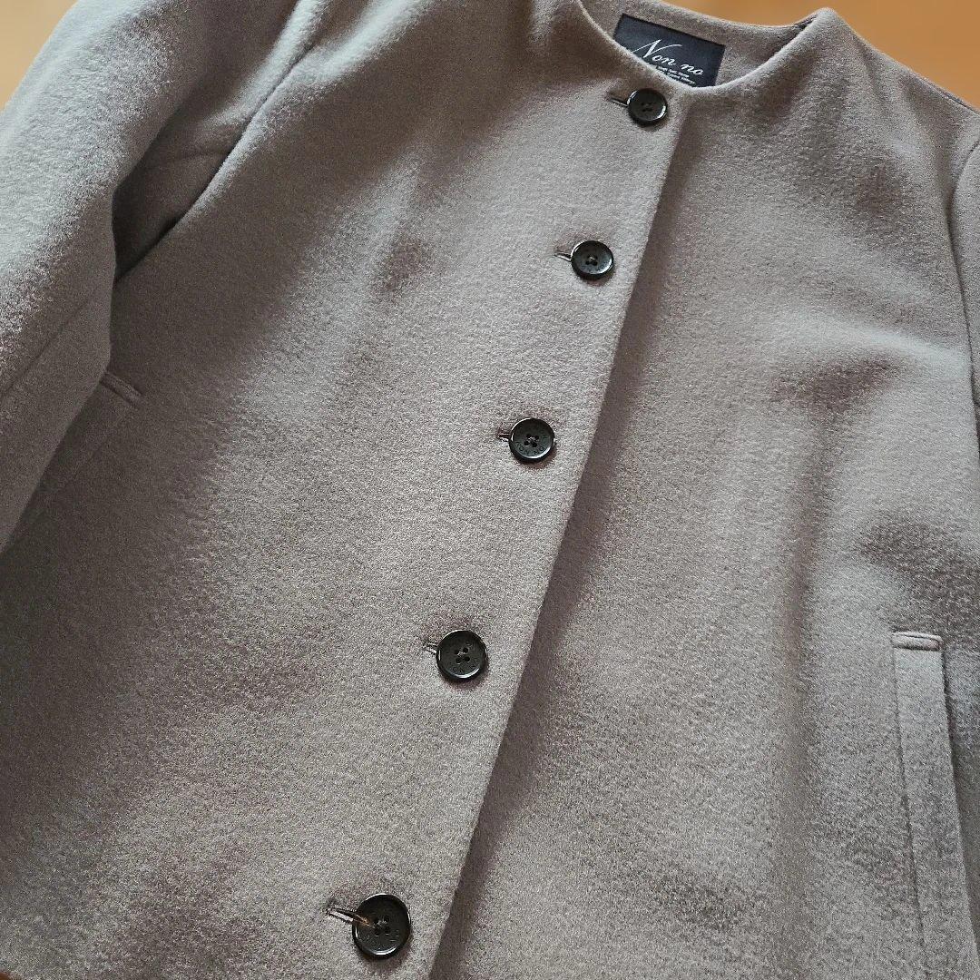 マドモアゼルノンノン ・ノーカラーコートグレー