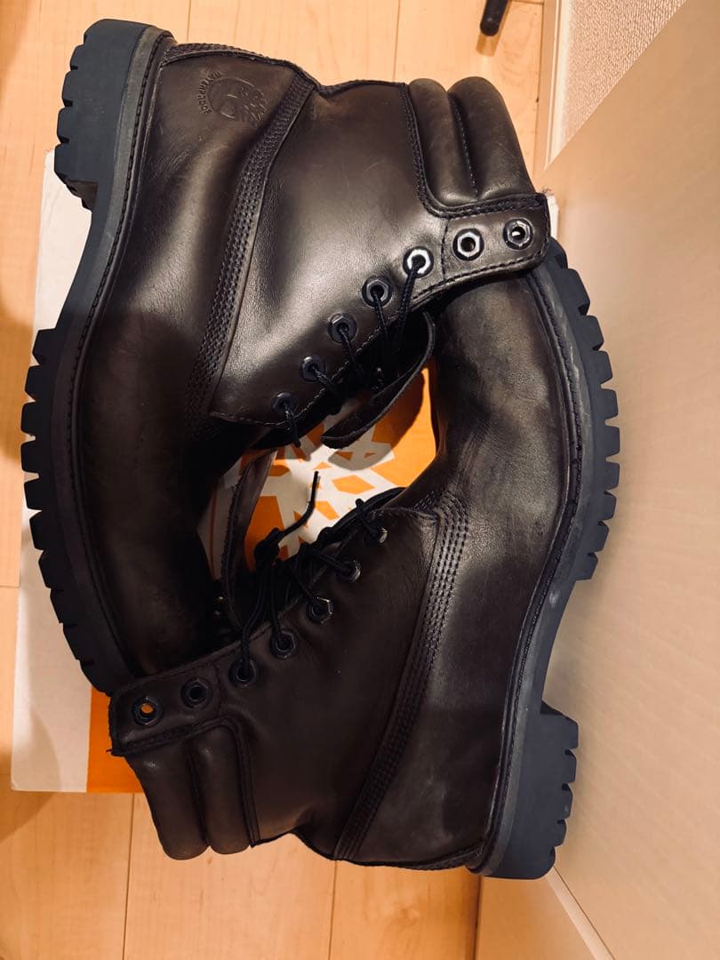 し*ま様 希少Timberland 黒 レザー ワークブーツ