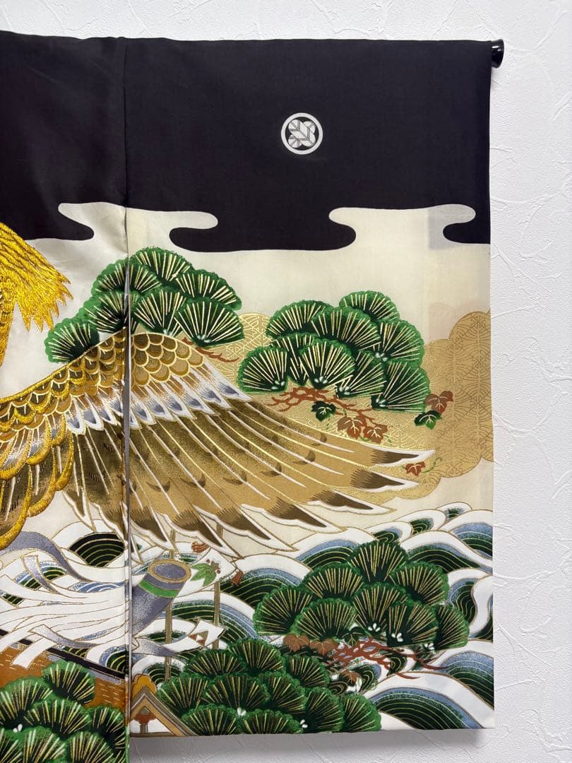 【美品 未使用】お宮参り 着物 男の子 鷹 金刺繍 初着 産着 祝い着 七五三