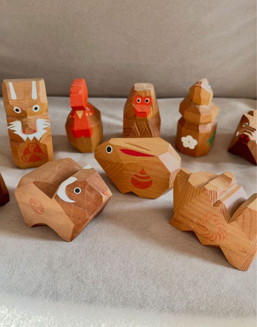 【貴重】出羽三山神社 一刀彫 干支人形 ３体セット